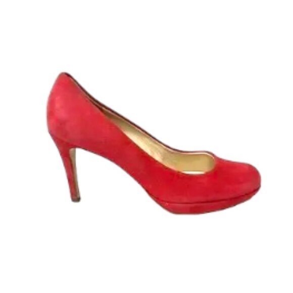 Hogl Red Suede High Heel Pumps Almond‎ Toe Size 6.5 - Picture 1 of 8